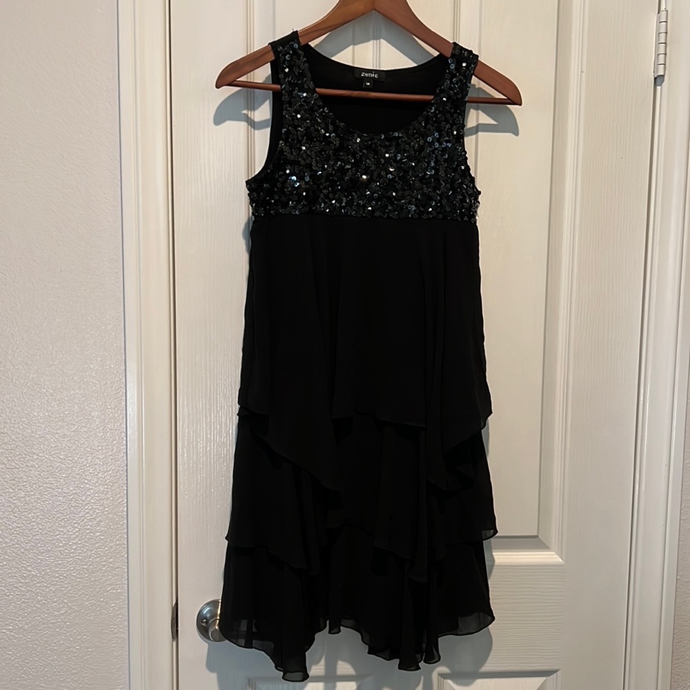 Zunie black ruffle dress